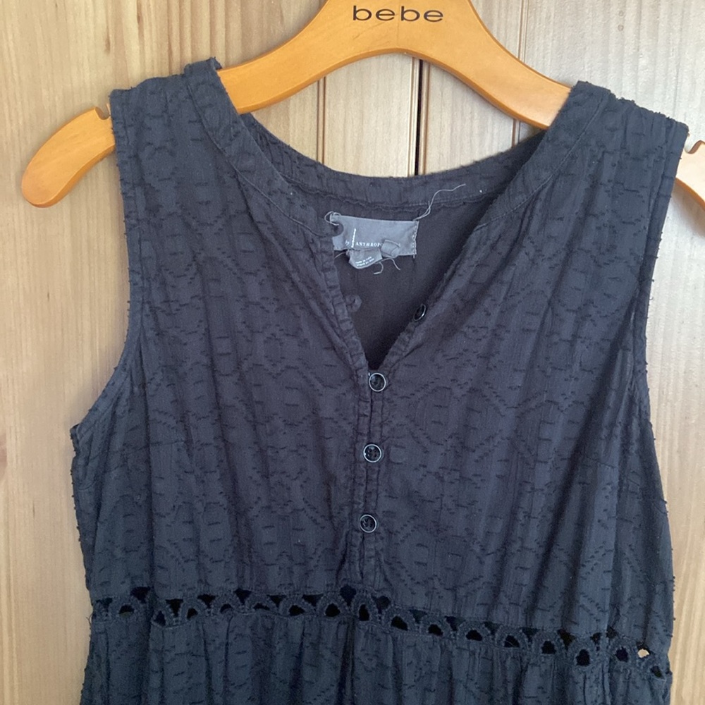 Anthropologie Eyelet Black Dress Tunic EUC S - Picture 2 of 6
